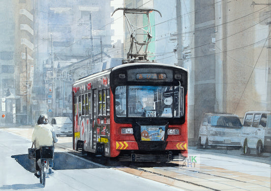 3. Black and red tram