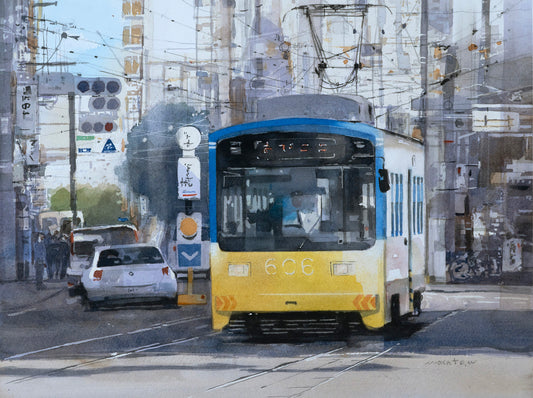 V.黄色と青の路面電車