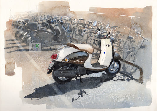 3.駐輪場のバイク/Motorcycle parked in parking lot
