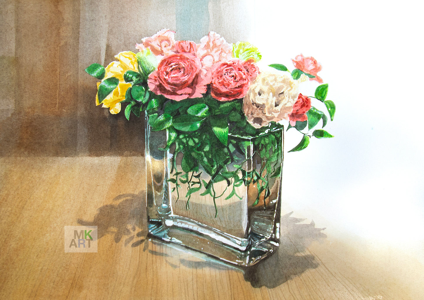 1.Roses and glassware