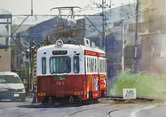 3.赤い路面電車/Red tram