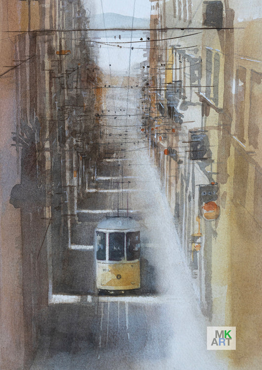 SK. Tram running through the alley